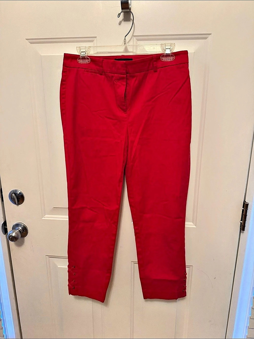 Talbots Red Ankle  cropped Pants Size 4 Like New 98% cotton